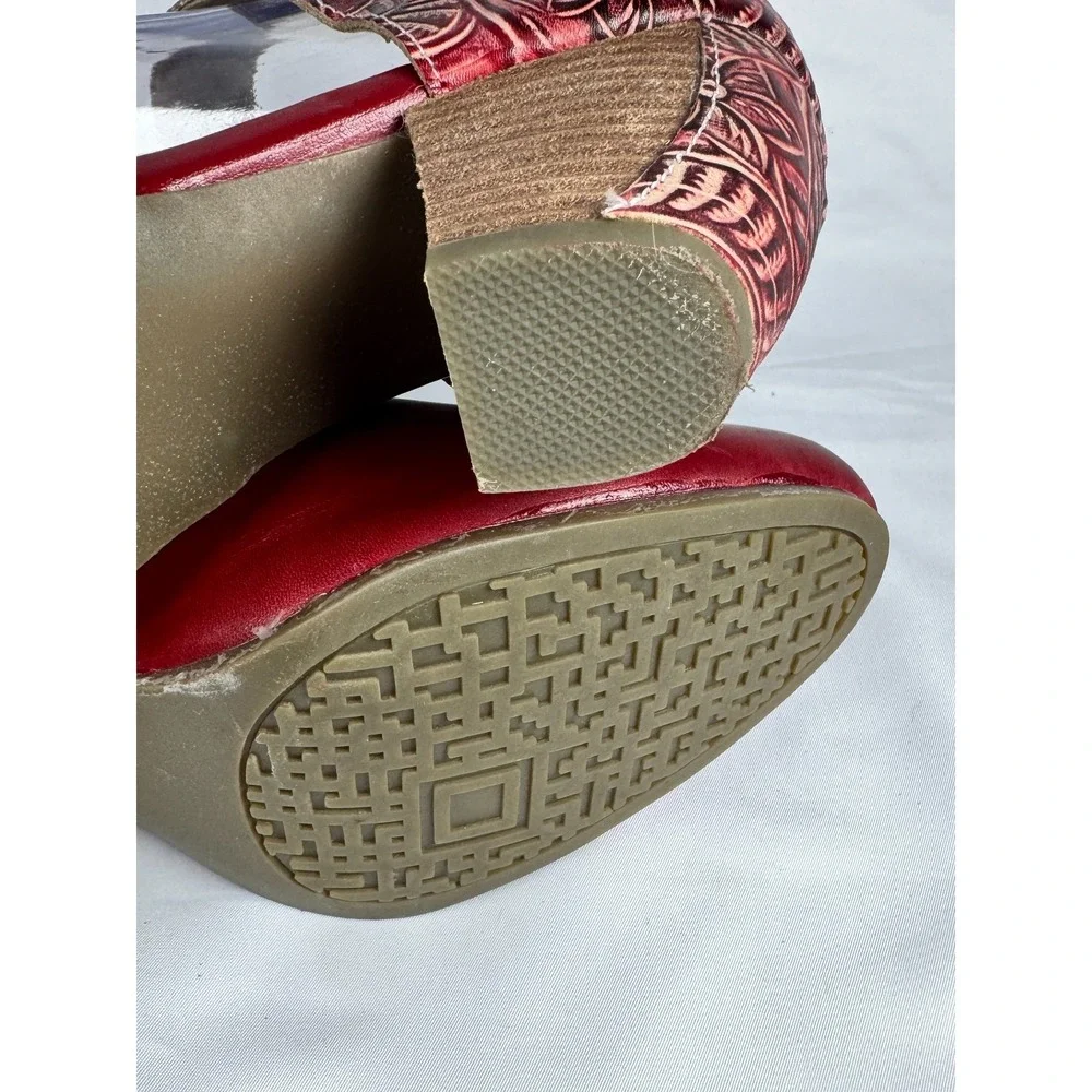 L'Artiste by Spring Step Toolie Womens EU 37 US 6.5-7 Mary Jane Red Heeled Shoes